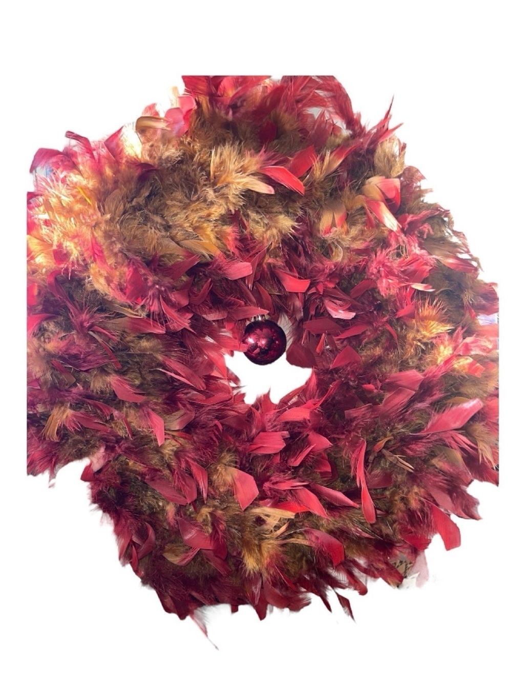 Angel Wreaths Red & Brown Feather Wreath